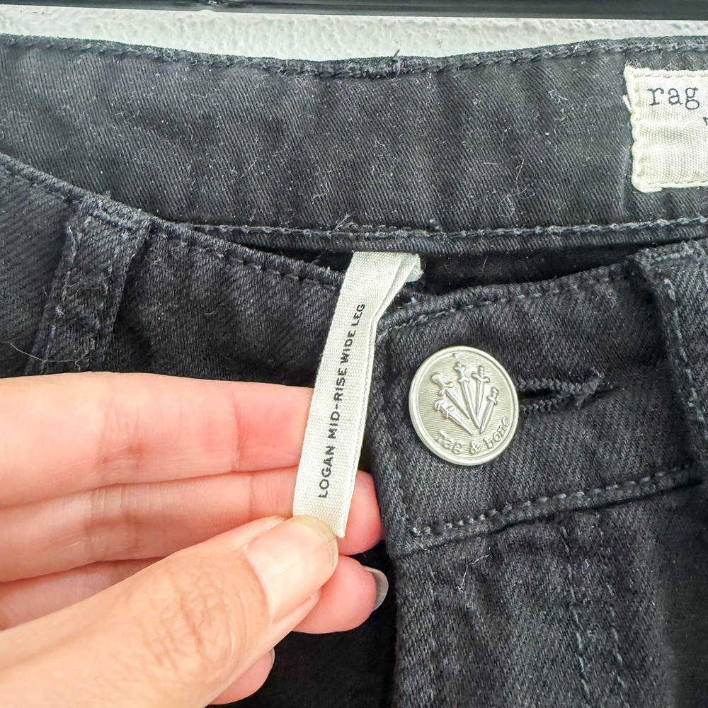Rag & Bone Wide Leg The Logan Jeans Black Denim 28 - Picture 7 of 8
